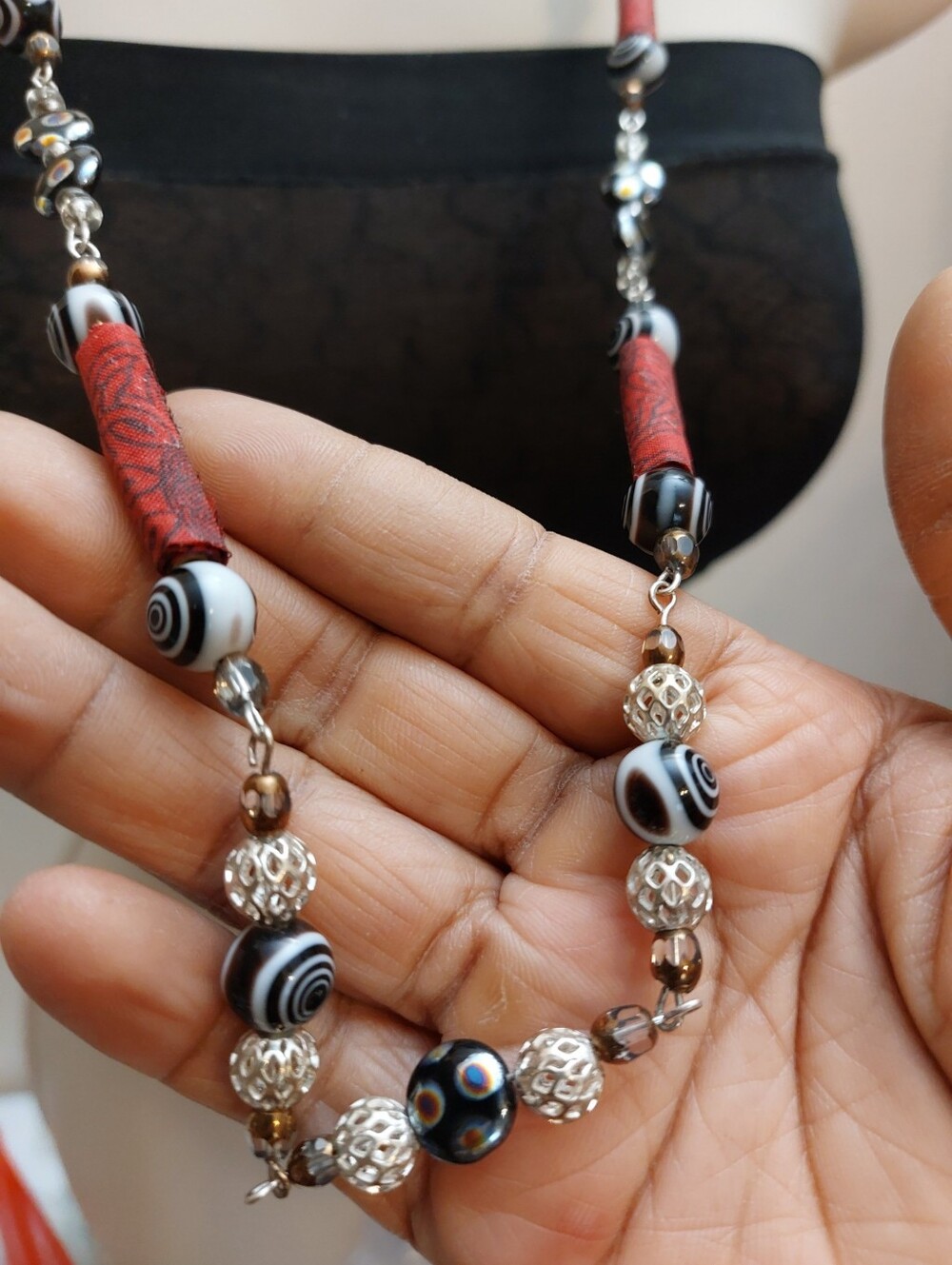 Vintage Artisan Mixed Media Beaded Necklace